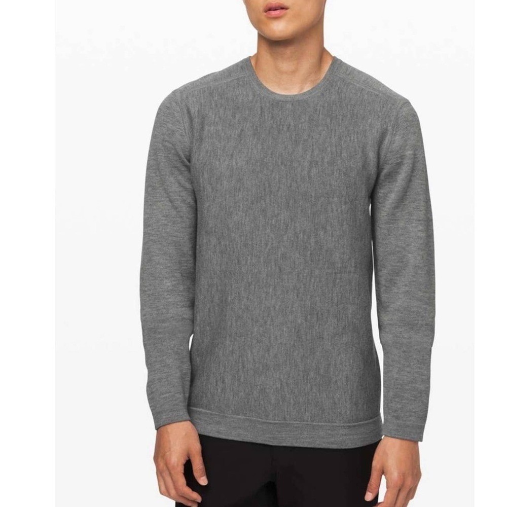Lululemon Mens Live In Practice Crew Neck Sweater Heathered Grey Size Medium